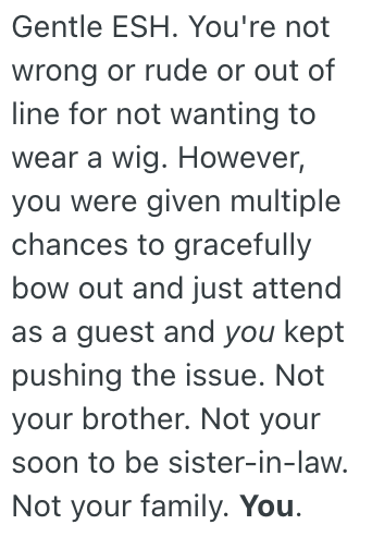 Screenshot 2025 06 14 at 1.27.47 PM She Said She Wouldnt Wear A Wig To Her Brothers Wedding, And Now No One Wants Her To Be There